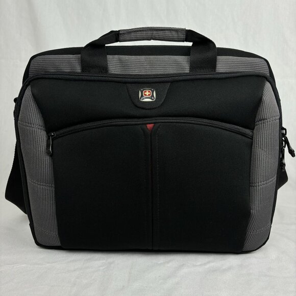 SwissGear Wenger Black & Gray Laptop Bag - Multiple Compartments Durable Fabric.
